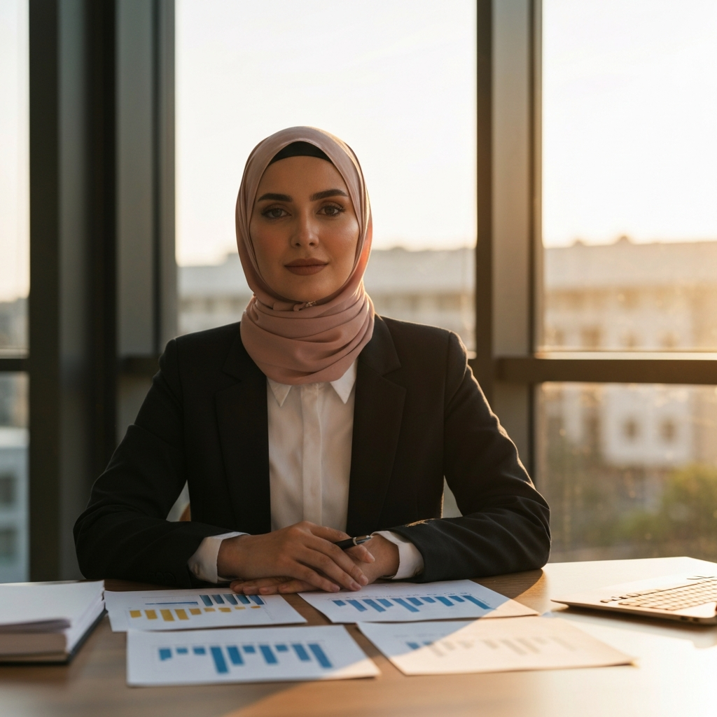 Portrait de Amina Dubois, cliente satisfaite de l'accompagnement en investissement halal